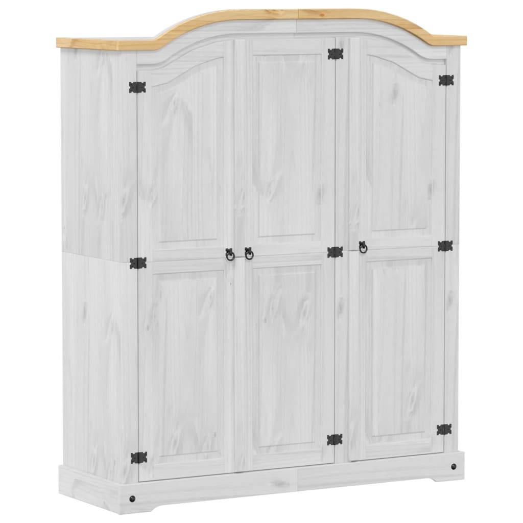 fehér Corona tömör fenyőfa ruhásszekrény 151,5 x 52 x 186 cm