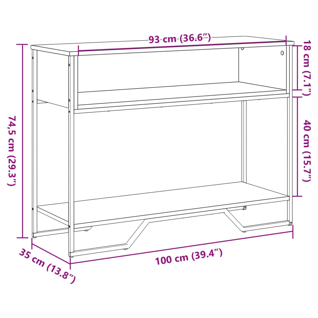 sonoma tölgy színű szerelt fa dohányzóasztal 100x35x74,5 cm
