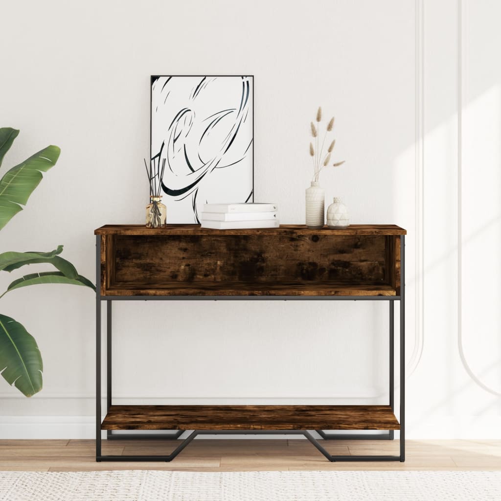 füstös tölgy színű szerelt fa tálalóasztal 100x35x74,5 cm