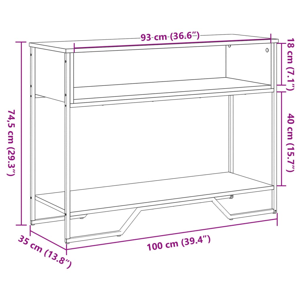 barna tölgyszínű szerelt fa dohányzóasztal 100x35x74,5 cm