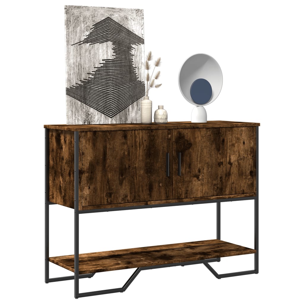 füstös tölgy színű szerelt fa tálalóasztal 100x35x74,5 cm