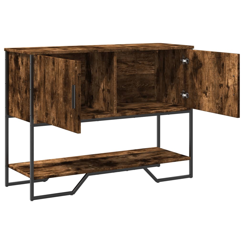 füstös tölgy színű szerelt fa tálalóasztal 100x35x74,5 cm