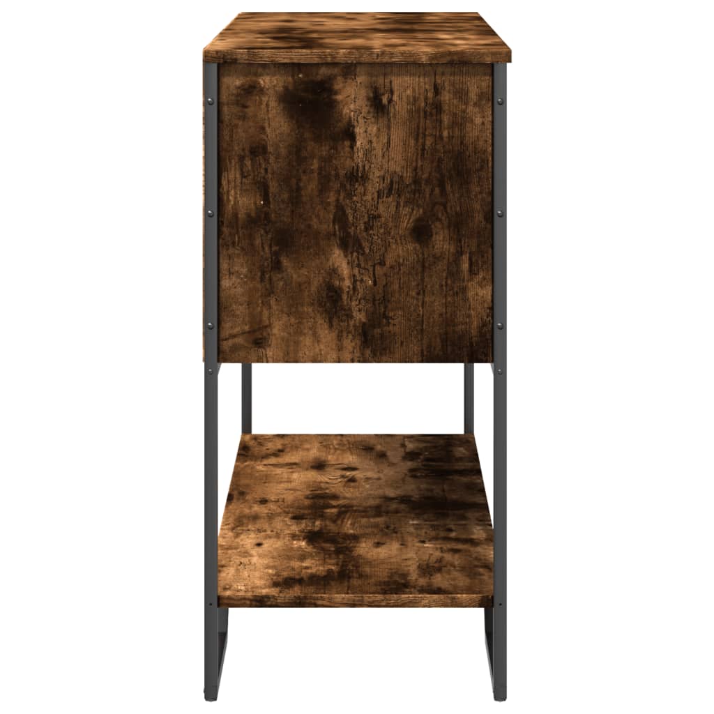 füstös tölgy színű szerelt fa tálalóasztal 100x35x74,5 cm