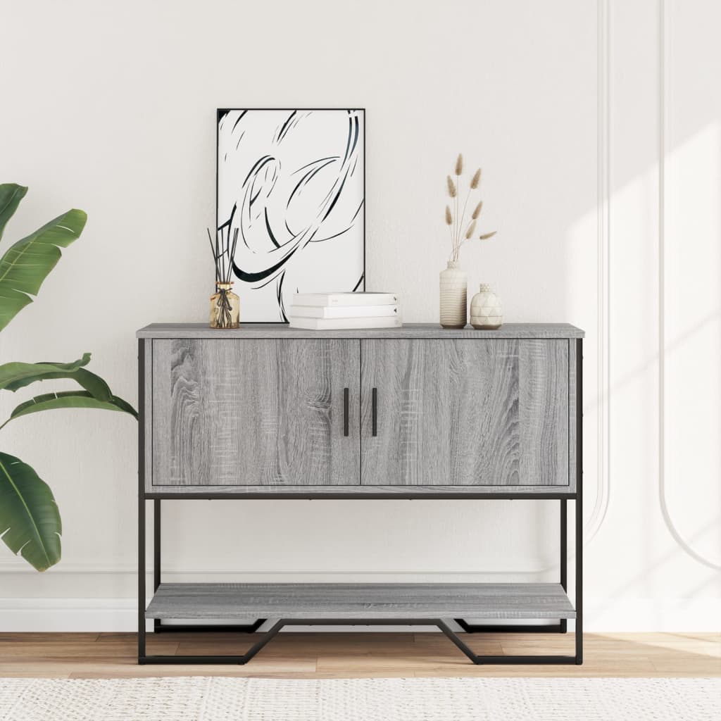 szürke sonoma szerelt fa dohányzóasztal 100x35x74,5 cm