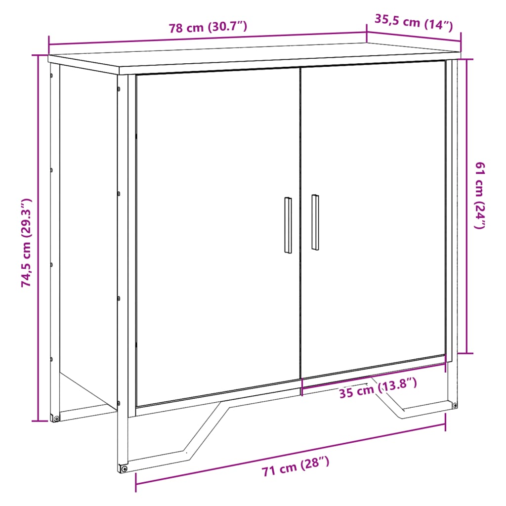 fekete szerelt fa tálalóasztal 78 x 35,5 x 74,5 cm