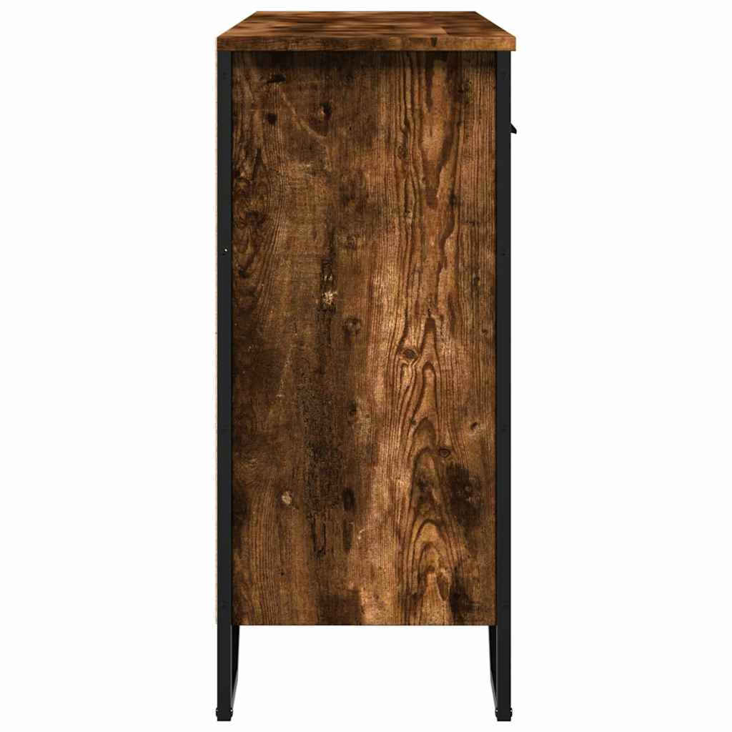 füstös tölgy színű szerelt fa tálalószekrény 97 x 32,5 x 74,5cm