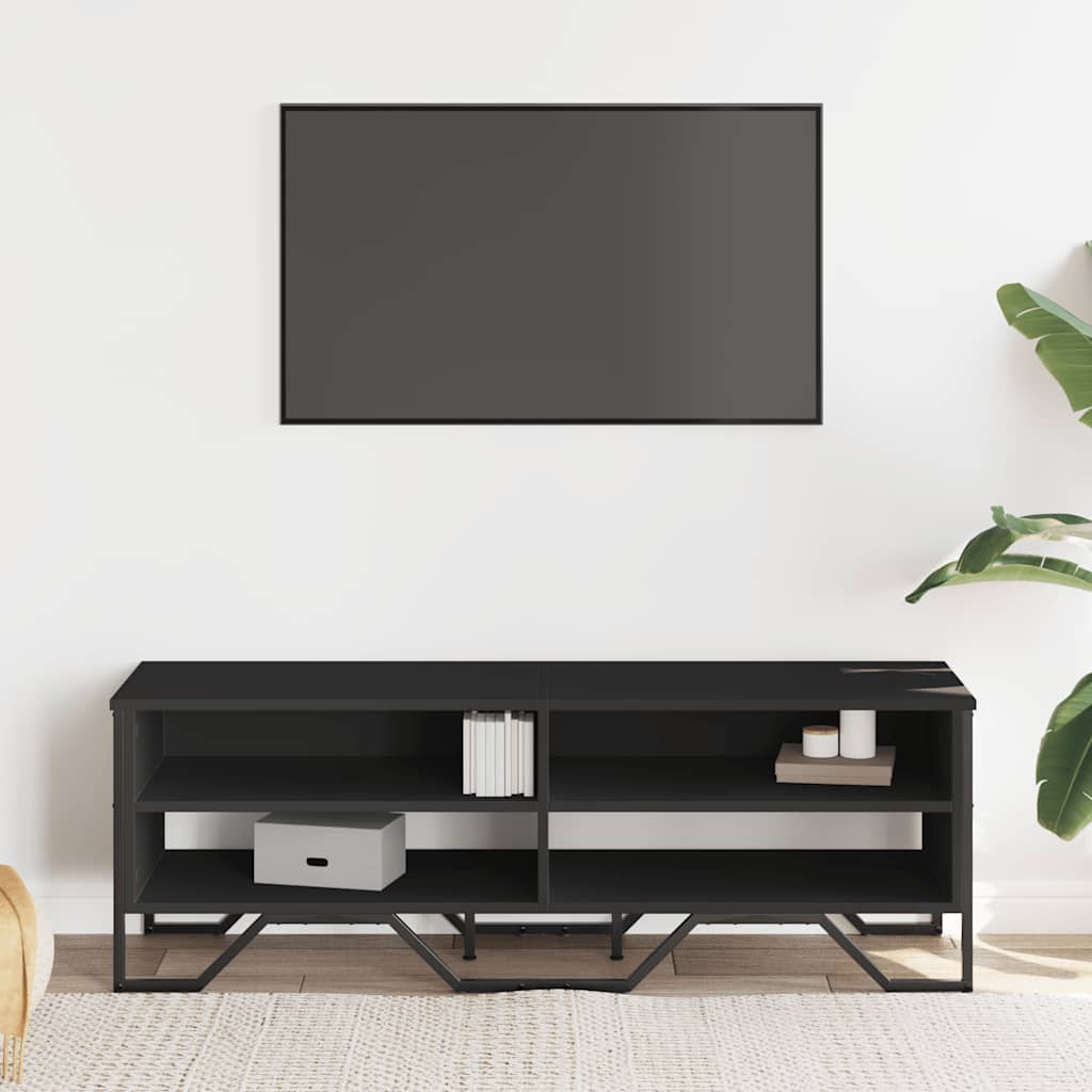 fekete szerelt fa TV-szekrény 122 x 34 x 41 cm