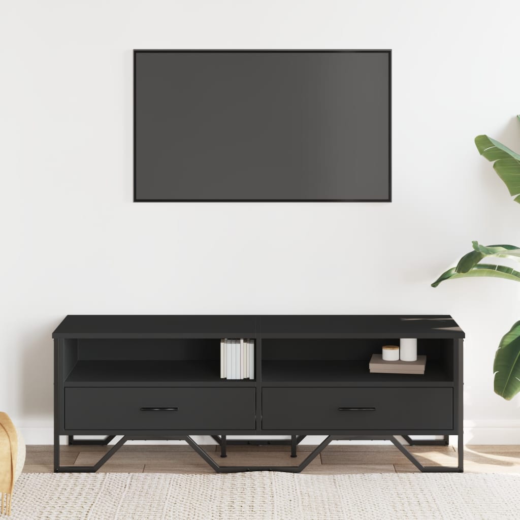 fekete szerelt fa TV-szekrény 122 x 34 x 41 cm