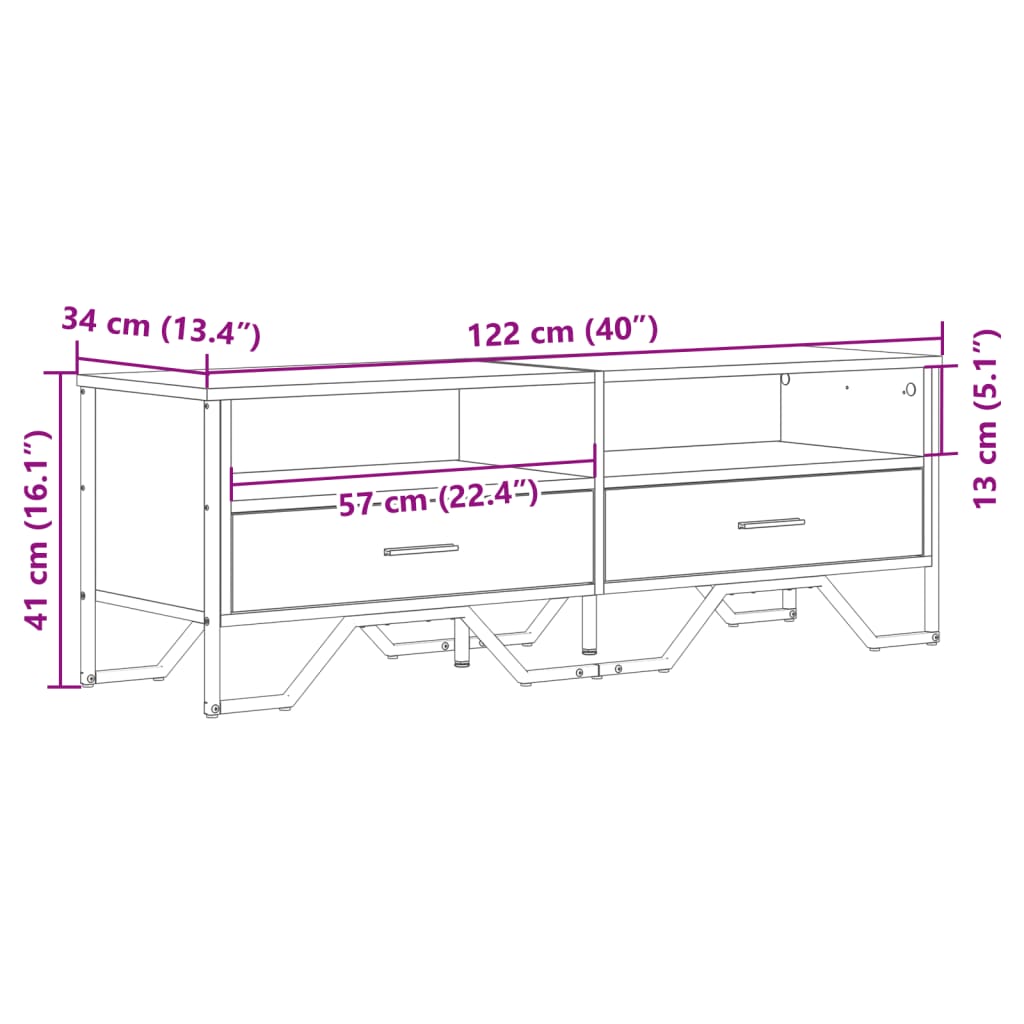 fekete szerelt fa TV-szekrény 122 x 34 x 41 cm