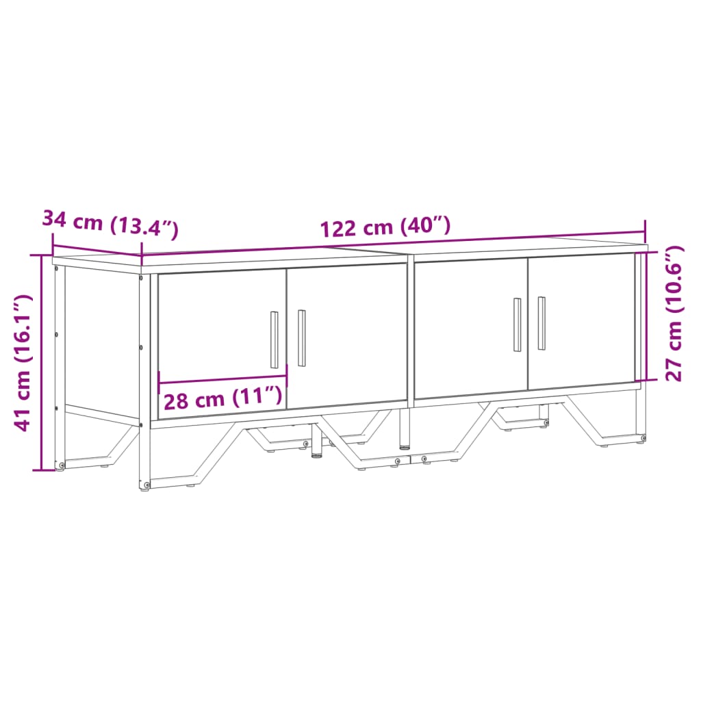 barna tölgy színű szerelt fa TV-szekrény 122 x 34 x 41 cm