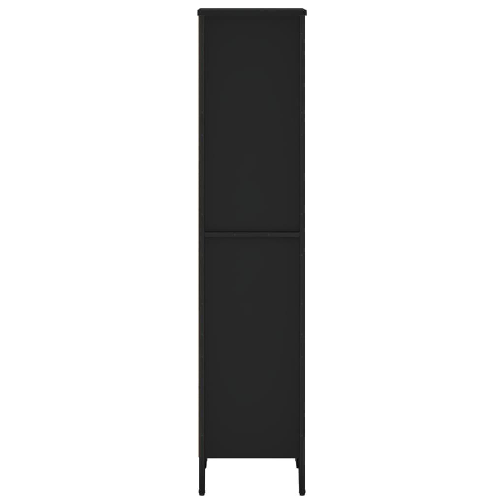 fekete szerelt fa könyvszekrény 50 x 31 x 137,5 cm