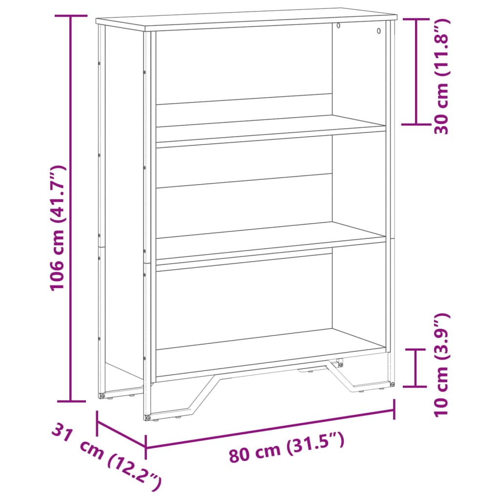 fekete szerelt fa könyvszekrény 80 x 31 x 106 cm