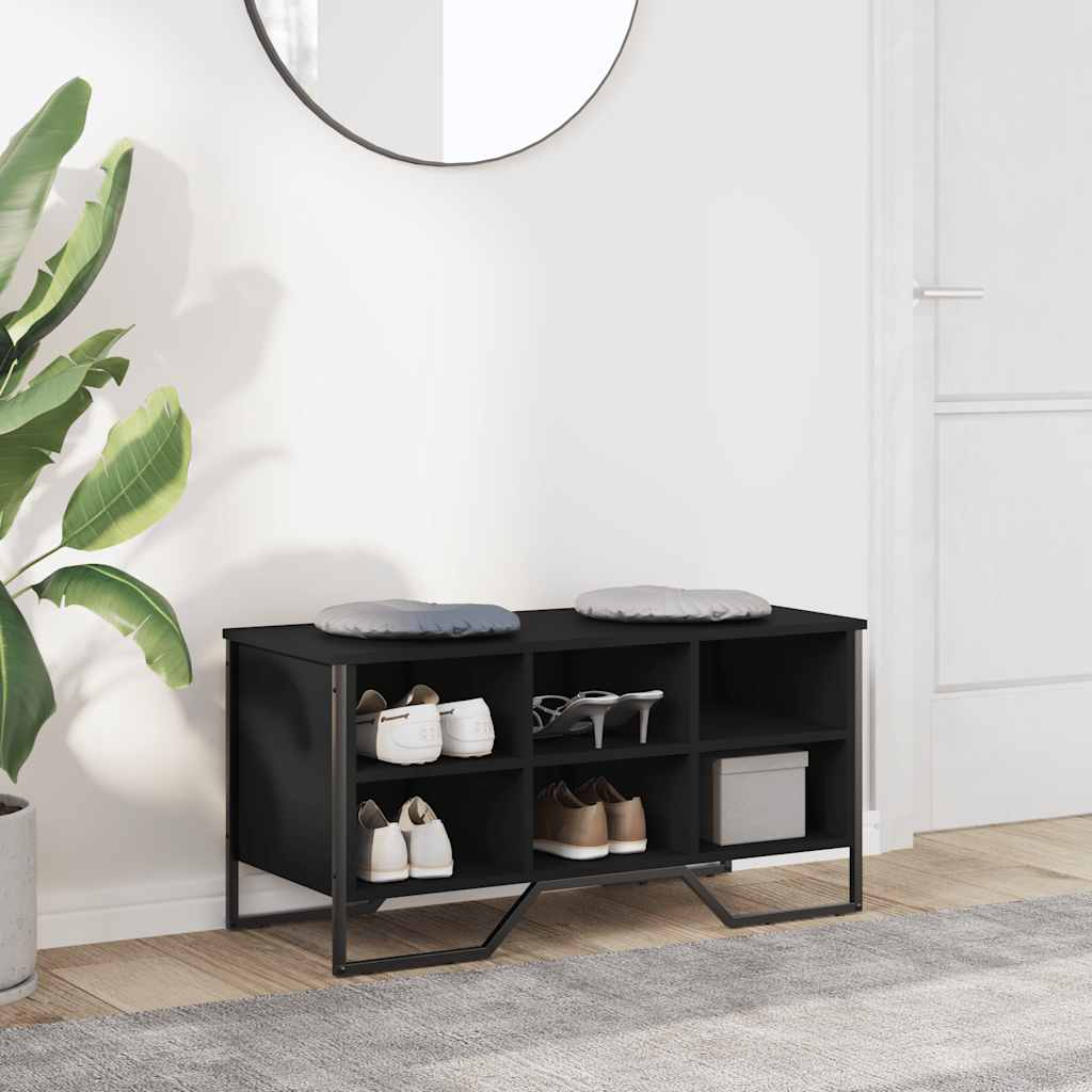 fekete szerelt fa cipőszekrény 90 x 38 x 45,5 cm