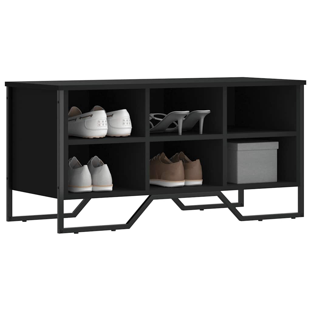 fekete szerelt fa cipőszekrény 90 x 38 x 45,5 cm