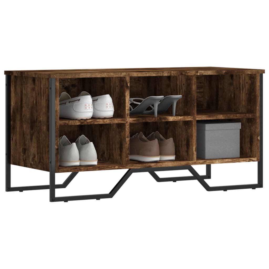füstös tölgy színű szerelt fa cipőszekrény 90 x 38 x 45,5 cm