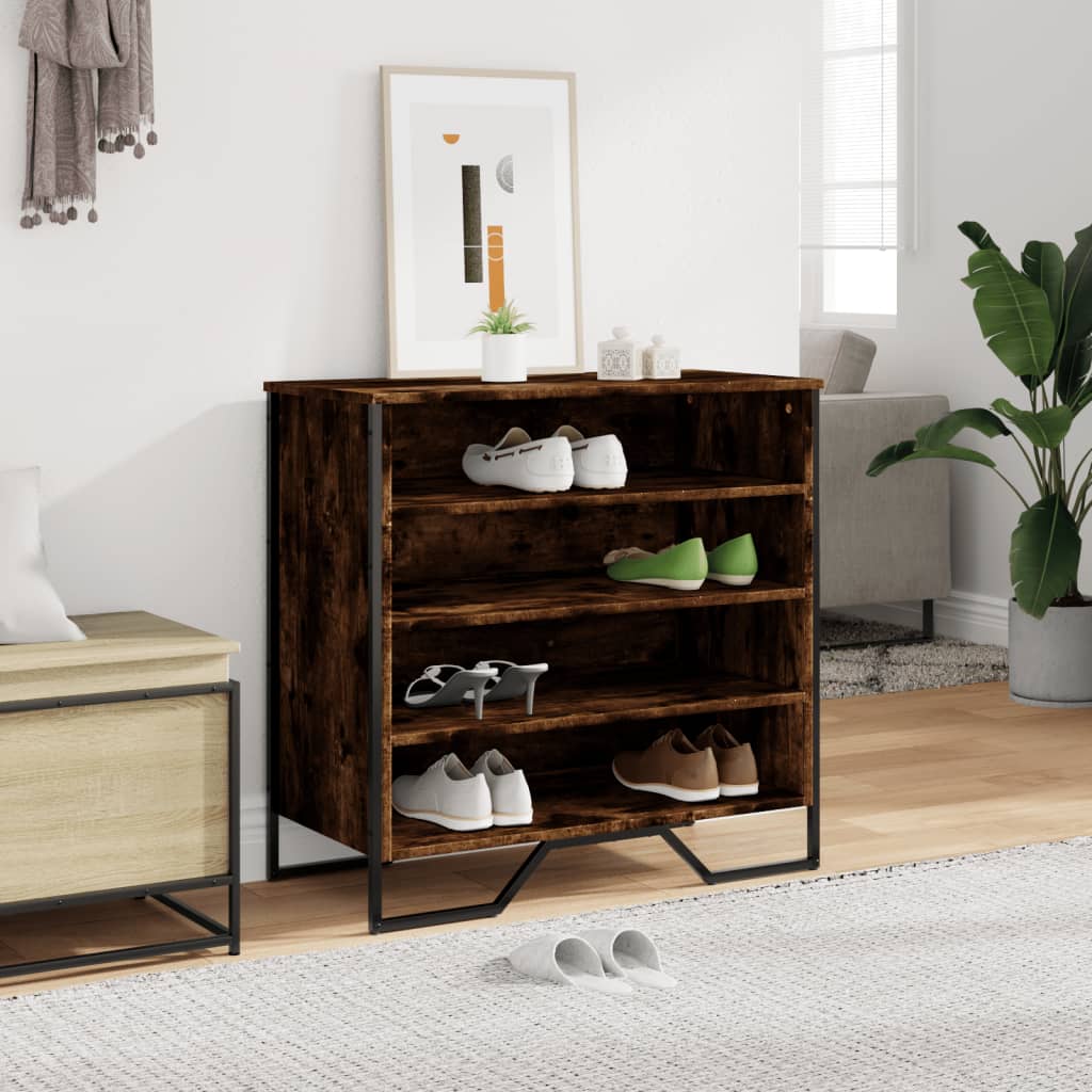 füstös tölgy színű szerelt fa cipőszekrény 80 x 38 x 78 cm