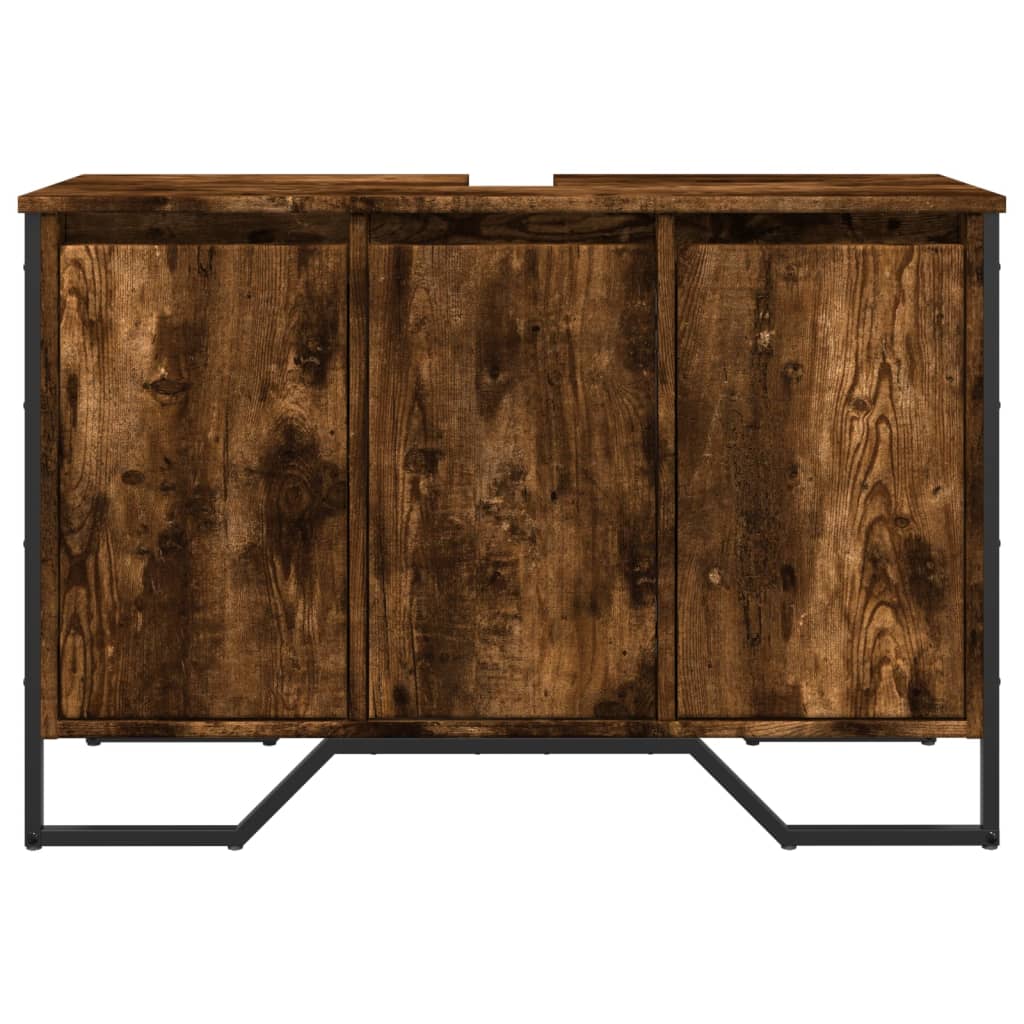 füstös tölgy szerelt fa fürdőszobai mosdószekrény 91x35x60 cm