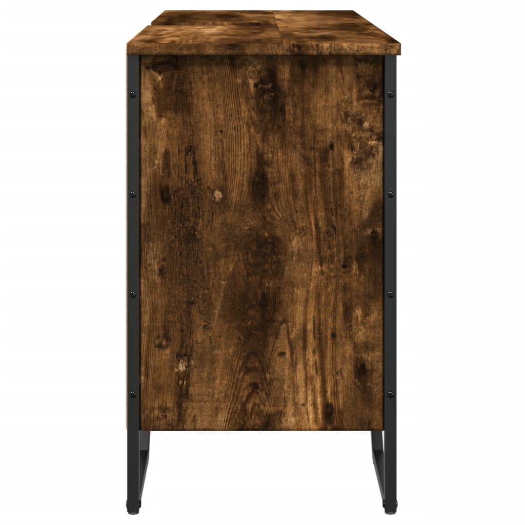 füstös tölgy szerelt fa fürdőszobai mosdószekrény 91x35x60 cm