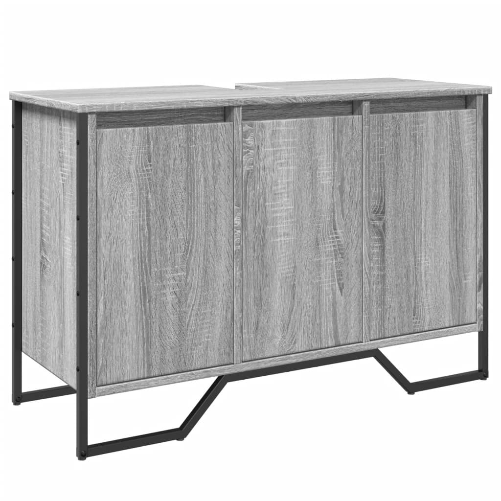 szürke sonoma szerelt fa fürdőszobai mosdószekrény 91x35x60 cm