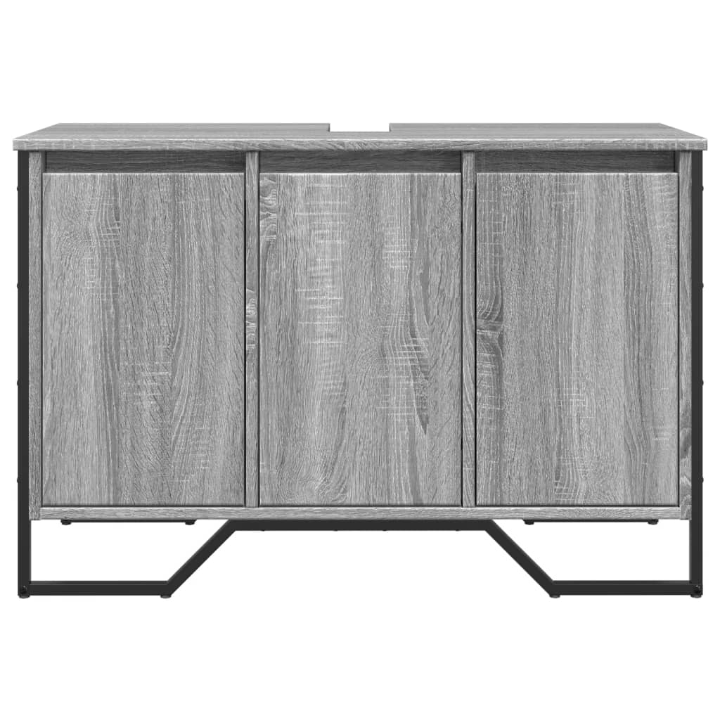 szürke sonoma szerelt fa fürdőszobai mosdószekrény 91x35x60 cm