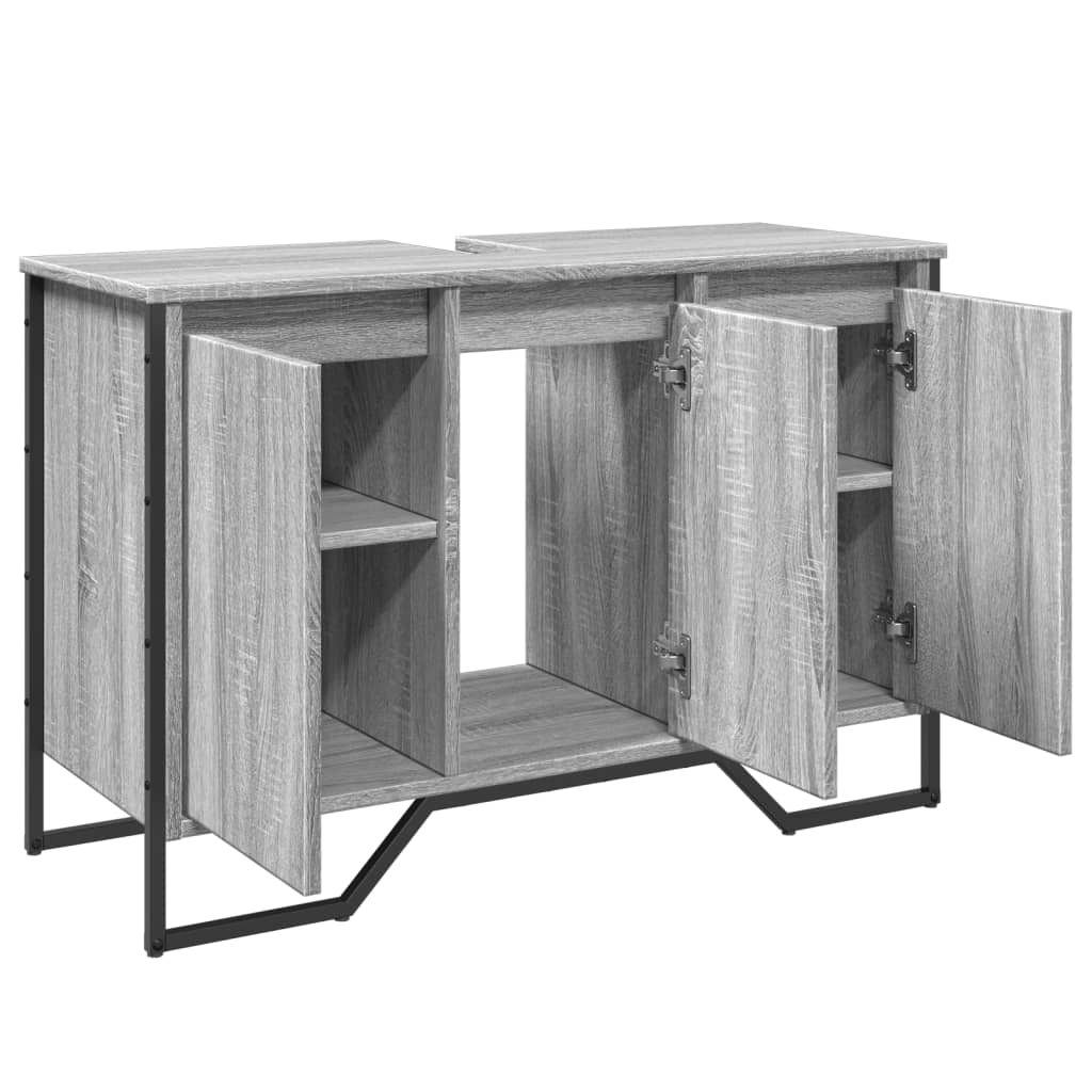 szürke sonoma szerelt fa fürdőszobai mosdószekrény 91x35x60 cm
