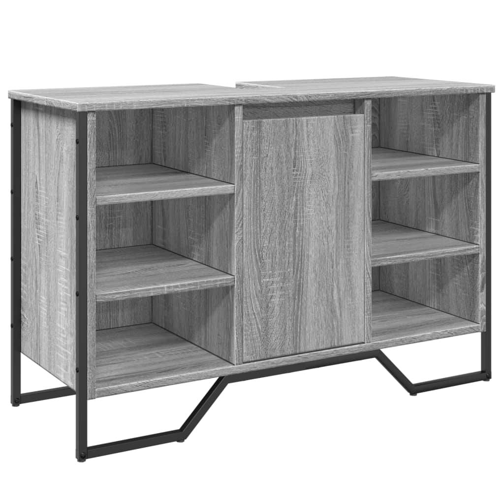 szürke sonoma szerelt fa fürdőszobai mosdószekrény 91x35x60 cm