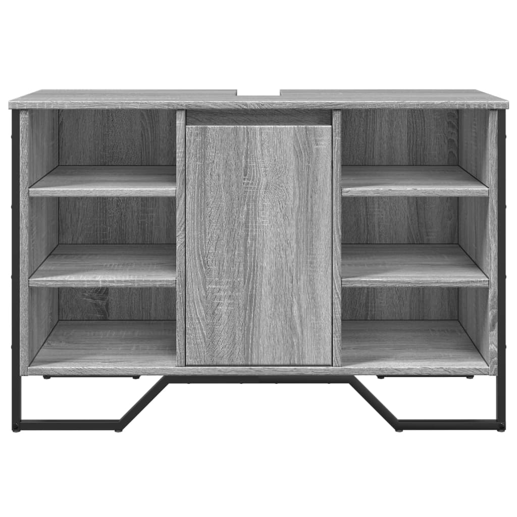 szürke sonoma szerelt fa fürdőszobai mosdószekrény 91x35x60 cm