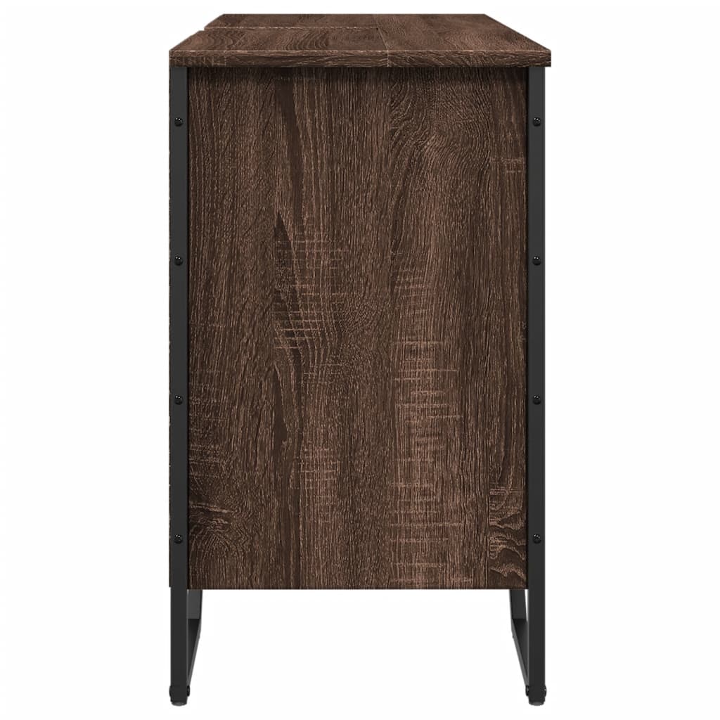 barna tölgy szerelt fa fürdőszobai mosdószekrény 91x35x60 cm