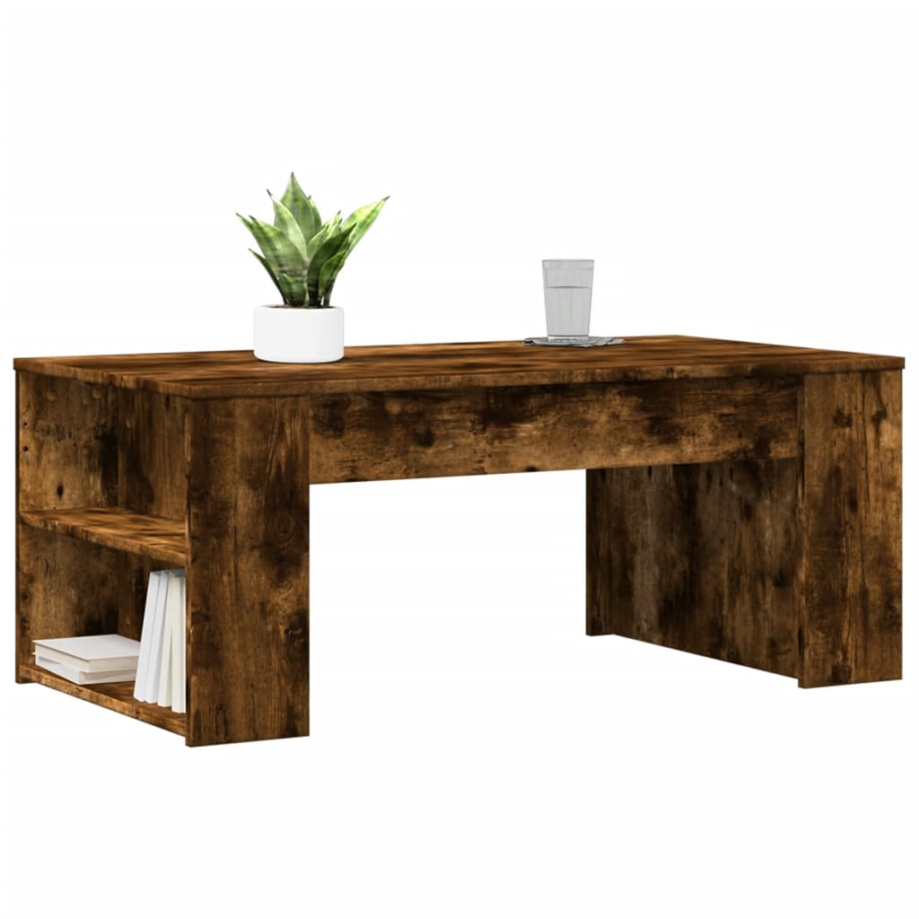 füstös tölgy színű szerelt fa dohányzóasztal 102 x 55 x 42 cm