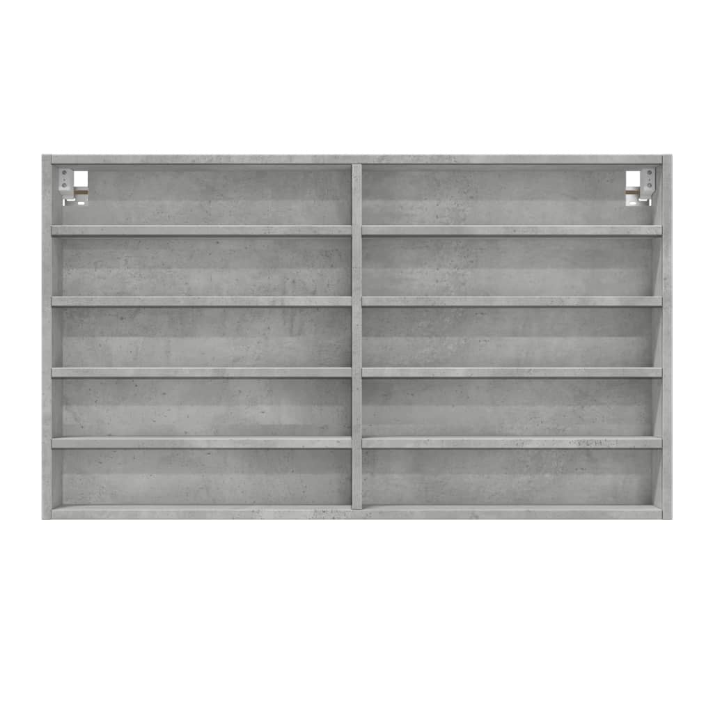 betonszürke szerelt fa vitrinszekrény 100 x 15 x 58 cm