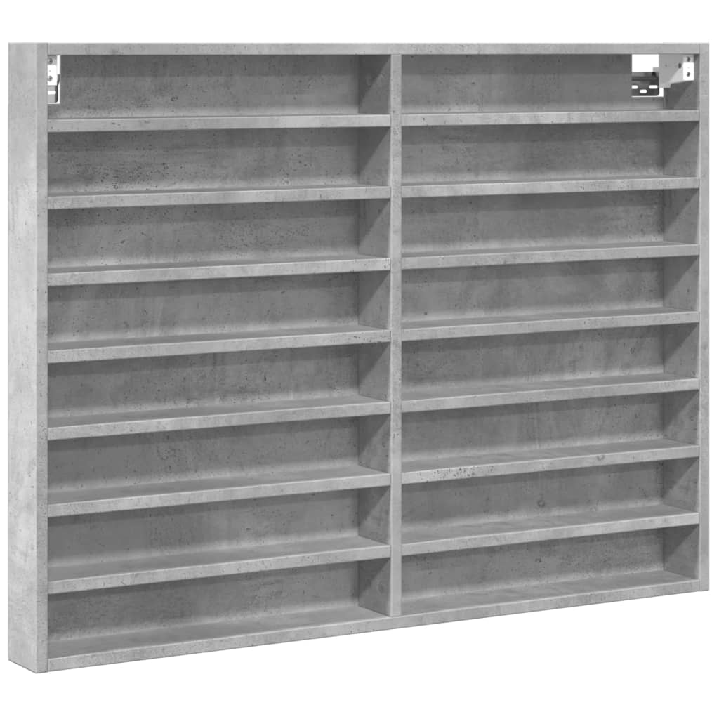 betonszürke szerelt fa vitrinszekrény 100 x 8,5 x 75 cm