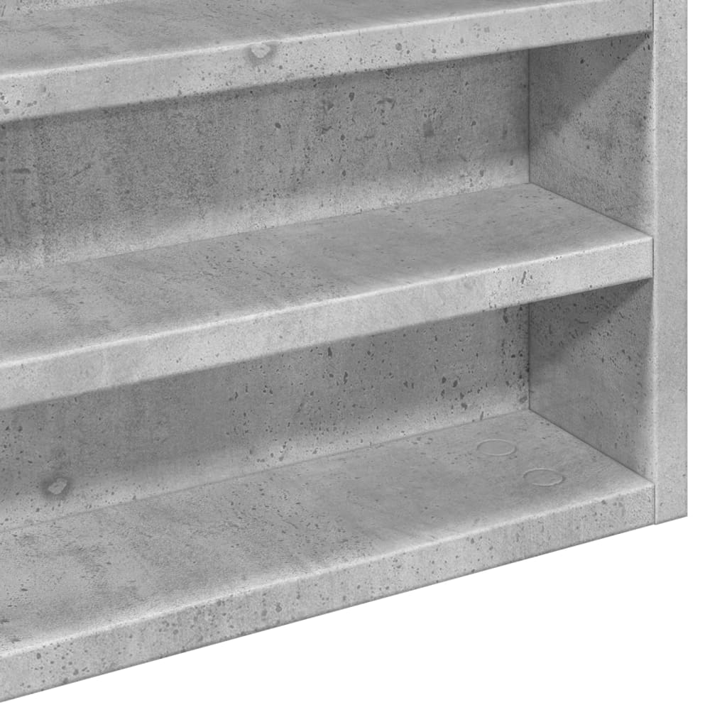 betonszürke szerelt fa vitrinszekrény 100 x 8,5 x 75 cm