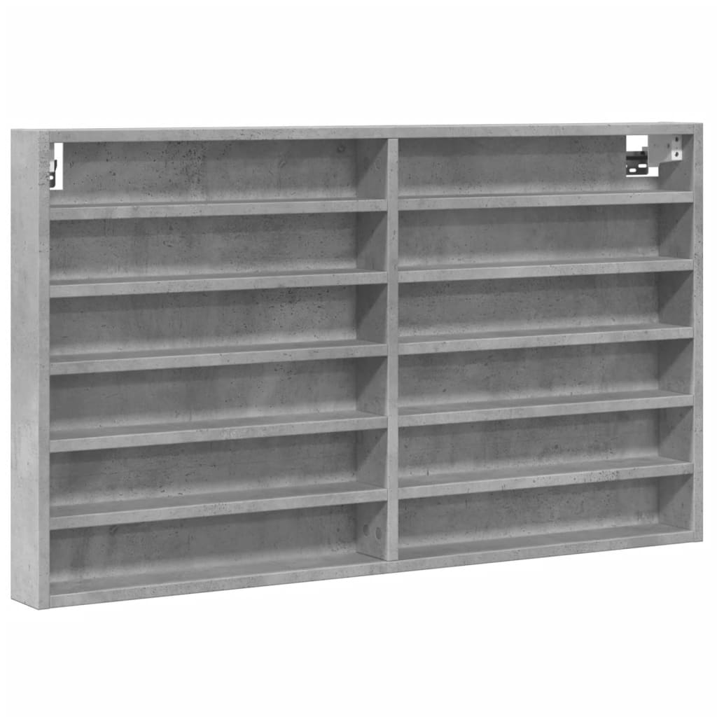 betonszürke szerelt fa vitrinszekrény 100 x 8,5 x 58 cm