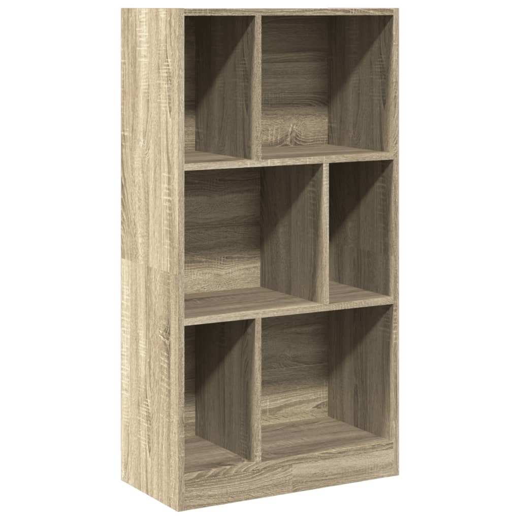 sonoma tölgy színű szerelt fa könyvszekrény 57x28,5x107,5 cm