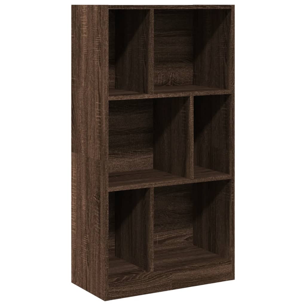 barna tölgy színű szerelt fa könyvszekrény 57x28,5x107,5 cm