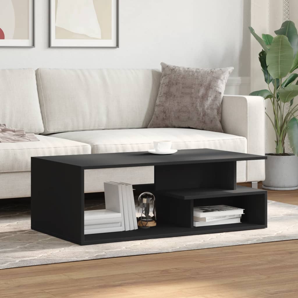 fekete szerelt fa dohányzóasztal 102x55x35 cm