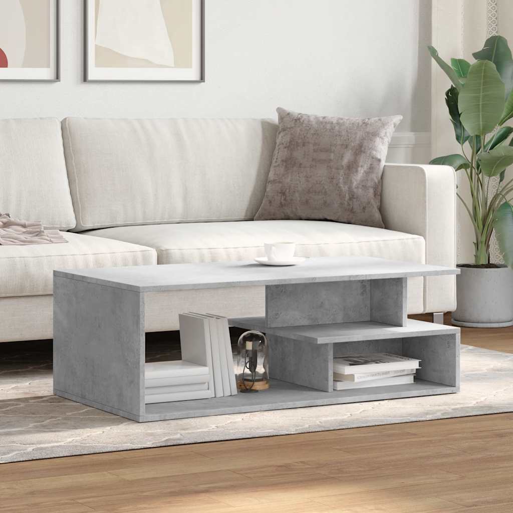 betonszürke szerelt fa dohányzóasztal 102x55x35 cm