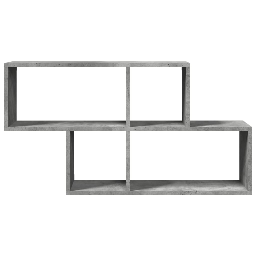 betonszürke szerelt fa fali polc 100 x 20 x 53 cm