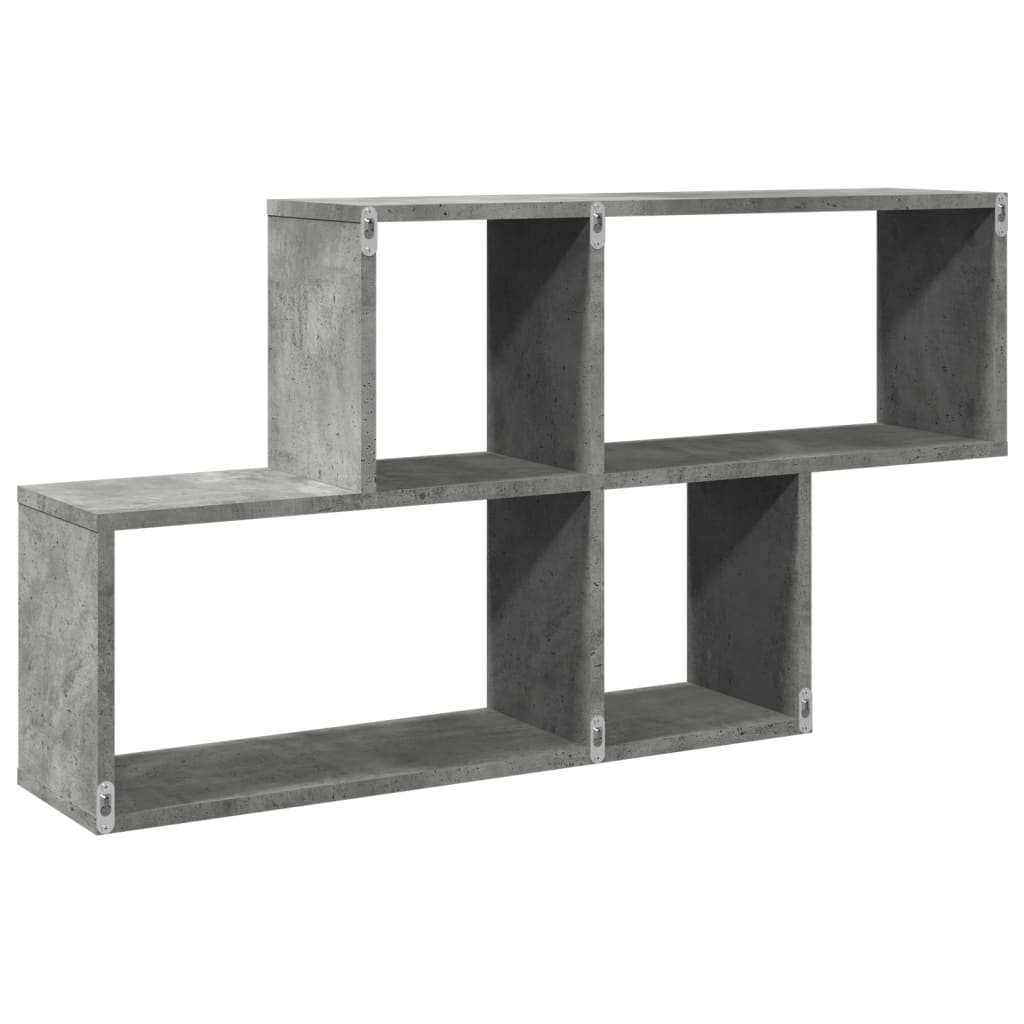 betonszürke szerelt fa fali polc 100 x 20 x 53 cm
