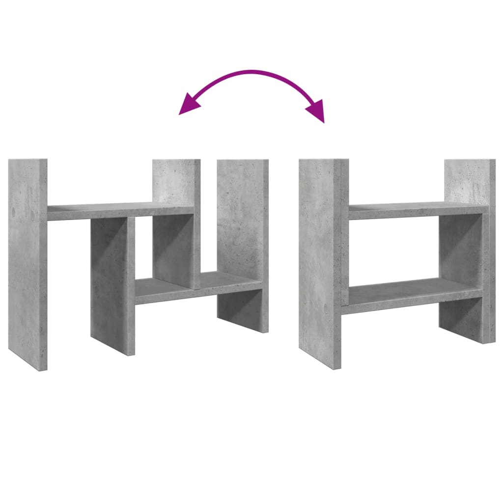 betonszürke szerelt fa asztali szervező 34,5 x 15,5 x 35,5 cm