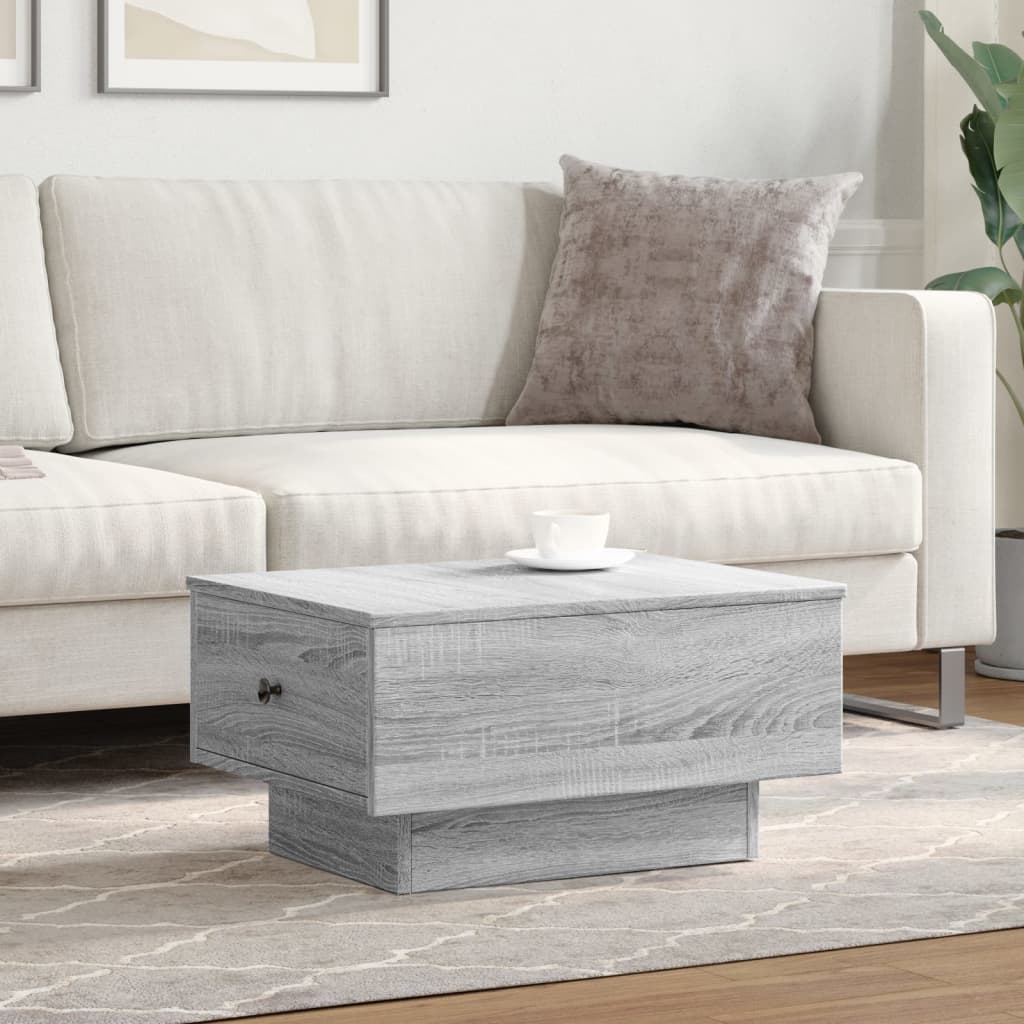 szürke sonoma színű szerelt fa dohányzóasztal 60 x 45 x 31 cm