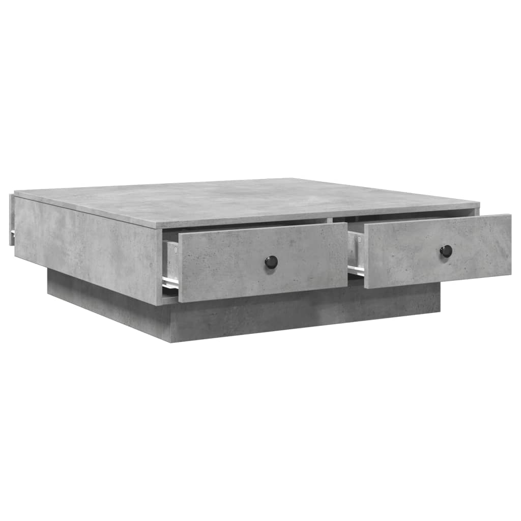 betonszürke szerelt fa dohányzóasztal 90 x 90 x 28 cm