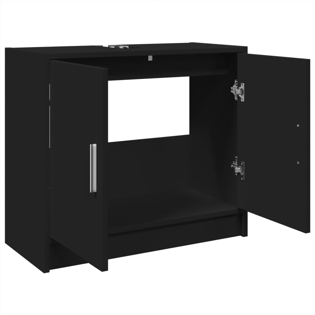 fekete szerelt fa mosdószekrény 63 x 29 x 55 cm