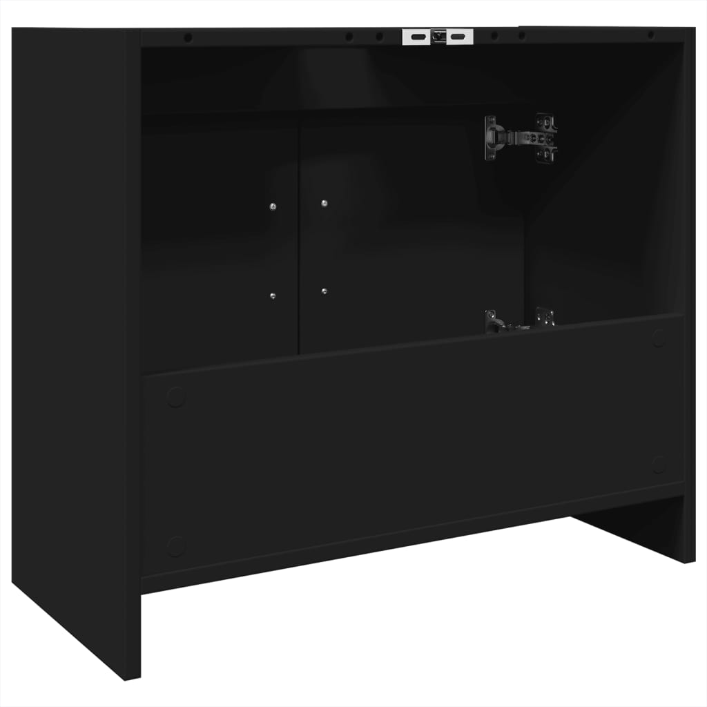 fekete szerelt fa mosdószekrény 63 x 29 x 55 cm