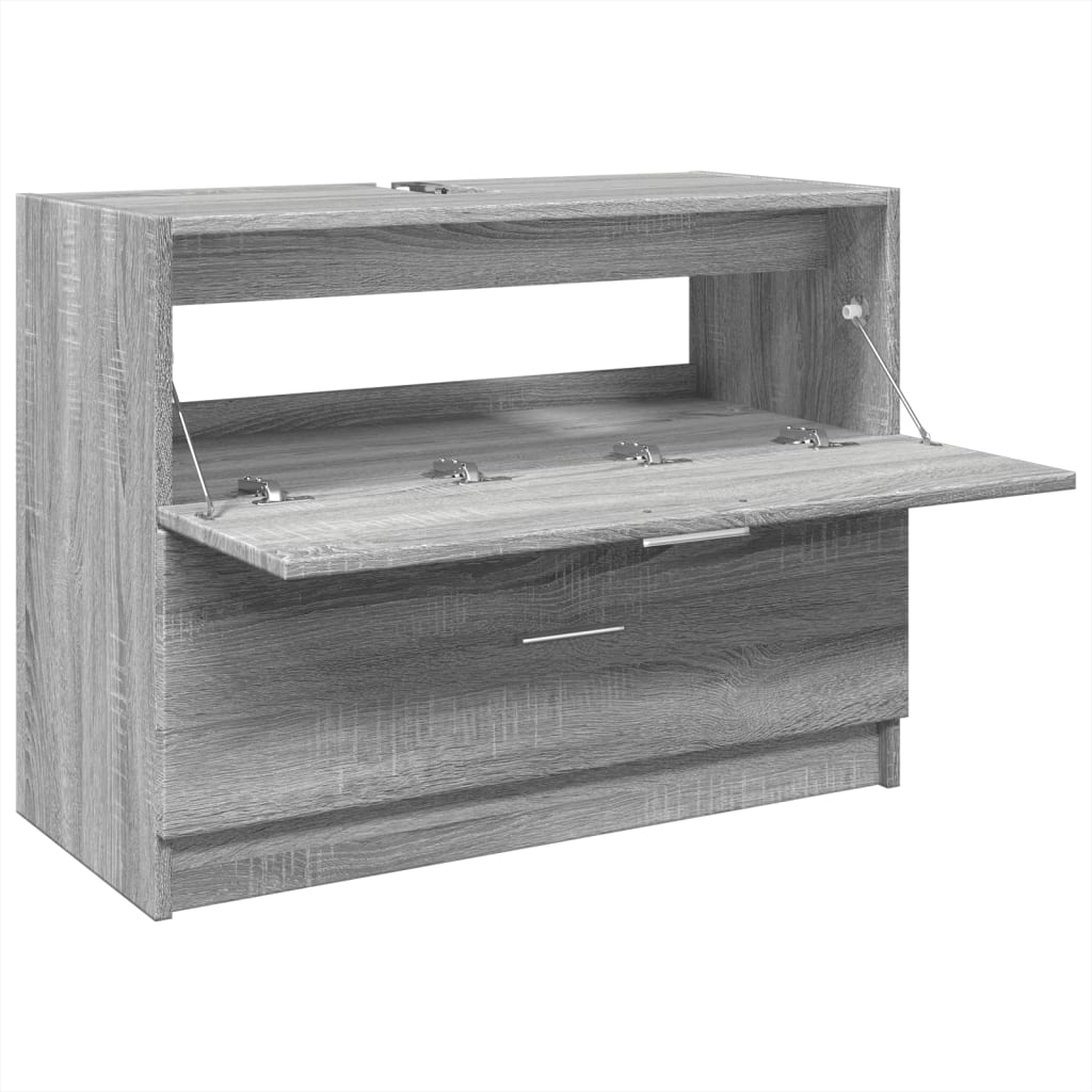 szürke sonoma színű szerelt fa mosdószekrény 78 x 37 x 59 cm