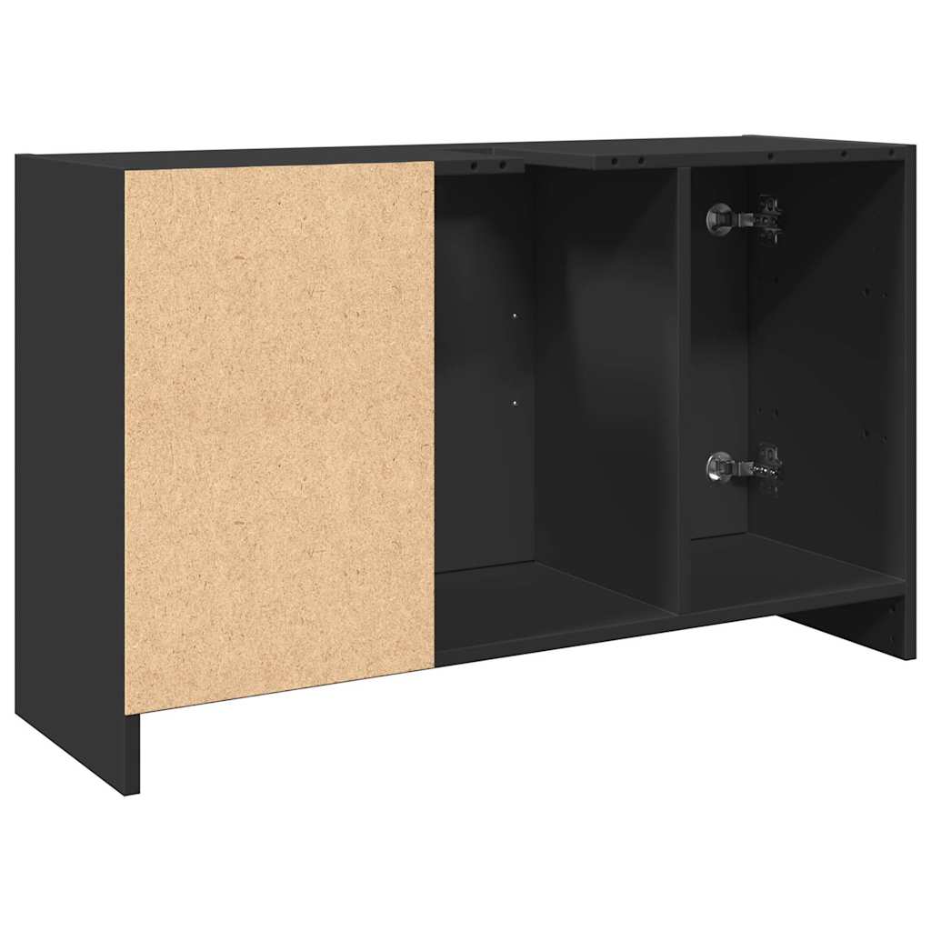 fekete szerelt fa mosdószekrény 90 x 29 x 55 cm