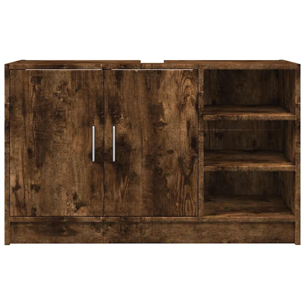 füstös tölgy színű szerelt fa mosdószekrény 90 x 29 x 55 cm