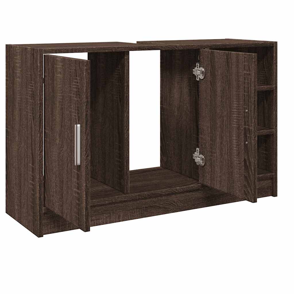 barna tölgy színű szerelt fa mosdószekrény 90 x 29 x 55 cm