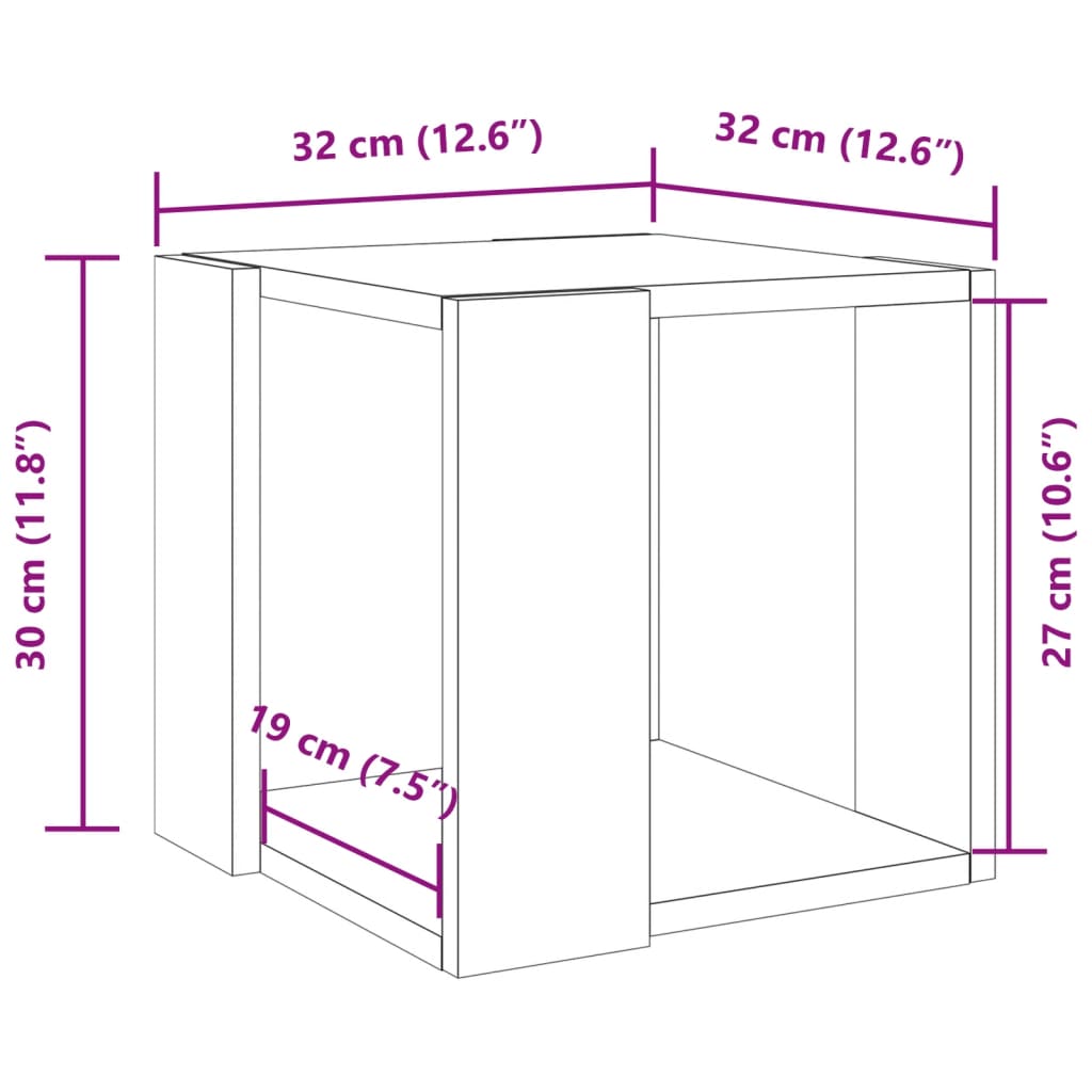 betonszürke szerelt fa dohányzóasztal 32 x 32 x 30 cm
