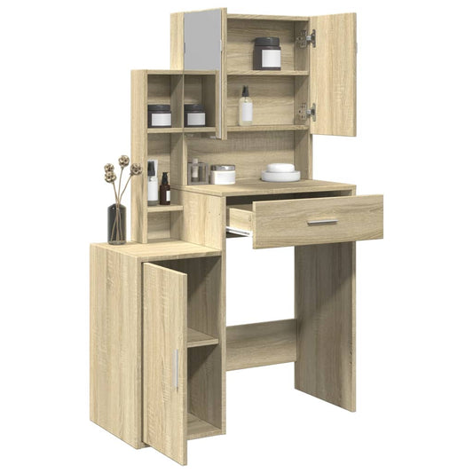 sonoma tölgy színű fésülködőasztal szekrénnyel 80 x 35 x 132 cm